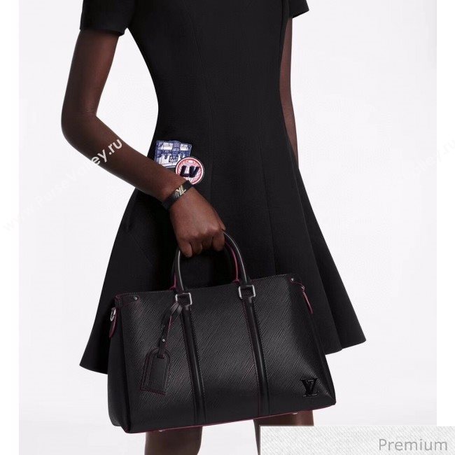 Louis Vuitton Soufflot BB Epi Leather Top Handle Bag M55613 Black 2020 (KI-20070925)