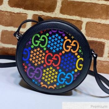 Gucci GG Star Psychedelic Canvas Round Shoulder Bag ‎603938 Black 2020 (DLH-20070932)