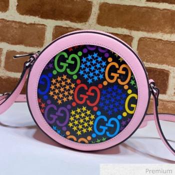 Gucci GG Star Psychedelic Canvas Round Shoulder Bag ‎603938 Pink 2020 (DLH-20070931)