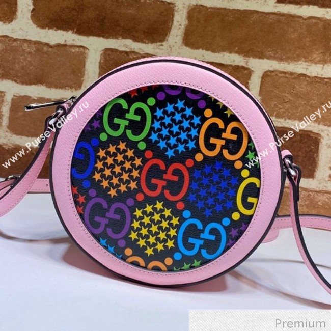 Gucci GG Star Psychedelic Canvas Round Shoulder Bag ‎603938 Pink 2020 (DLH-20070931)