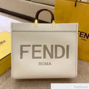 Fendi Sunshine Shopper Leather Tote Bag White 2020 (SU-20070212)