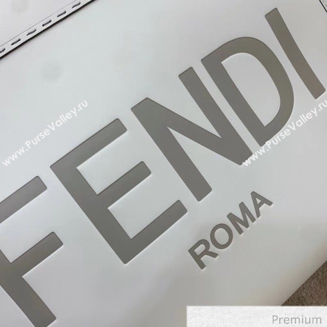 Fendi Sunshine Shopper Leather Tote Bag White 2020 (SU-20070212)