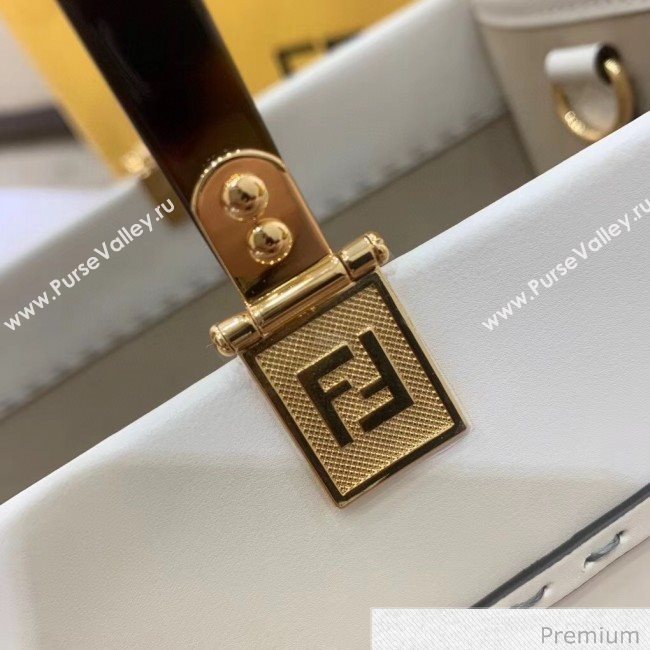 Fendi Sunshine Shopper Leather Tote Bag White 2020 (SU-20070212)