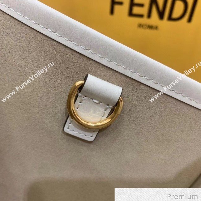 Fendi Sunshine Shopper Leather Tote Bag White 2020 (SU-20070212)