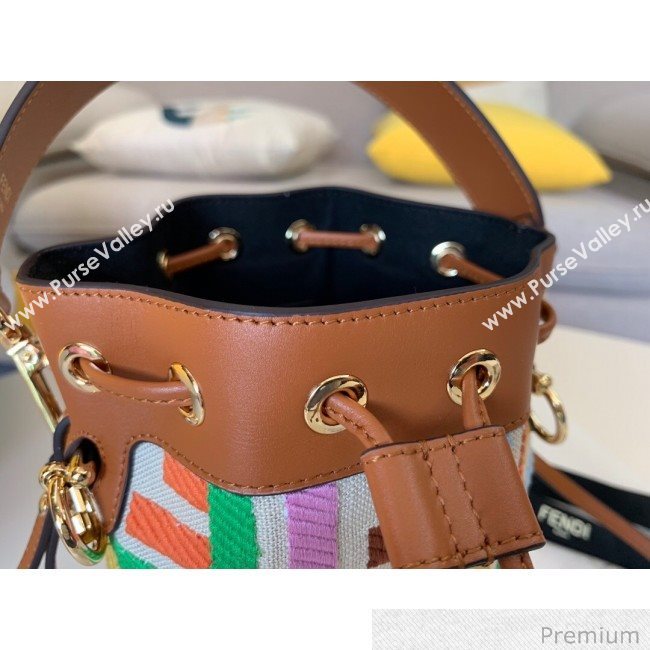Fendi Mon Tresor Mini FF Embroidered Bucket Bag Multicolor 2020 (SU-20071001)