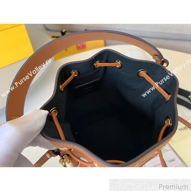 Fendi Mon Tresor Mini FF Embroidered Bucket Bag Multicolor 2020 (SU-20071001)