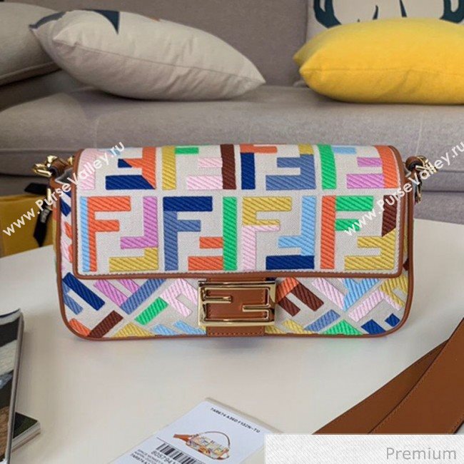 Fendi Baguette Medium FF Embroidered Bag Multicolor 2020 (SU-20071002)