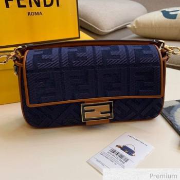 Fendi Baguette Medium FF Canvas Bag Denim Blue 2020 (SU-20071006)