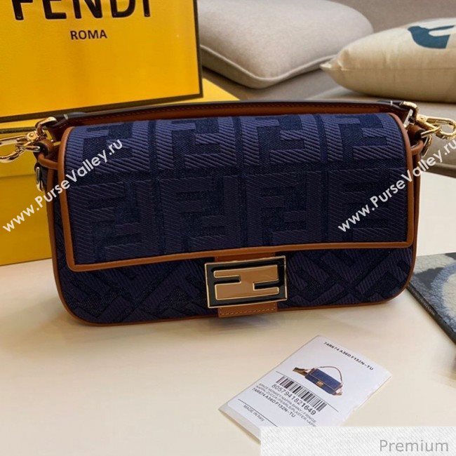 Fendi Baguette Medium FF Canvas Bag Denim Blue 2020 (SU-20071006)