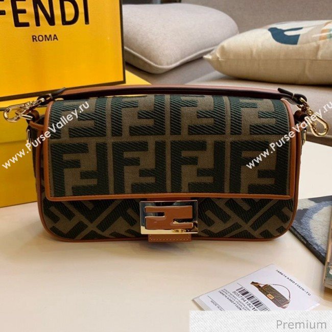 Fendi Baguette Medium FF Canvas Bag Green 2020 (SU-20071007)