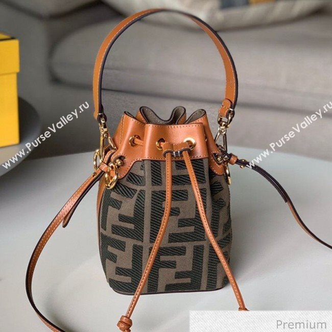 Fendi Mon Tresor Mini FF Canvas Bucket Bag Green 2020 (SU-20071003)