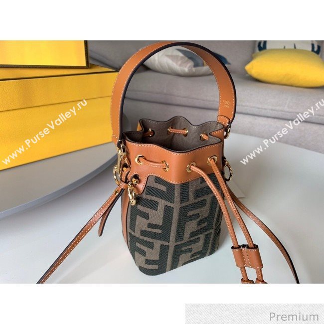 Fendi Mon Tresor Mini FF Canvas Bucket Bag Green 2020 (SU-20071003)