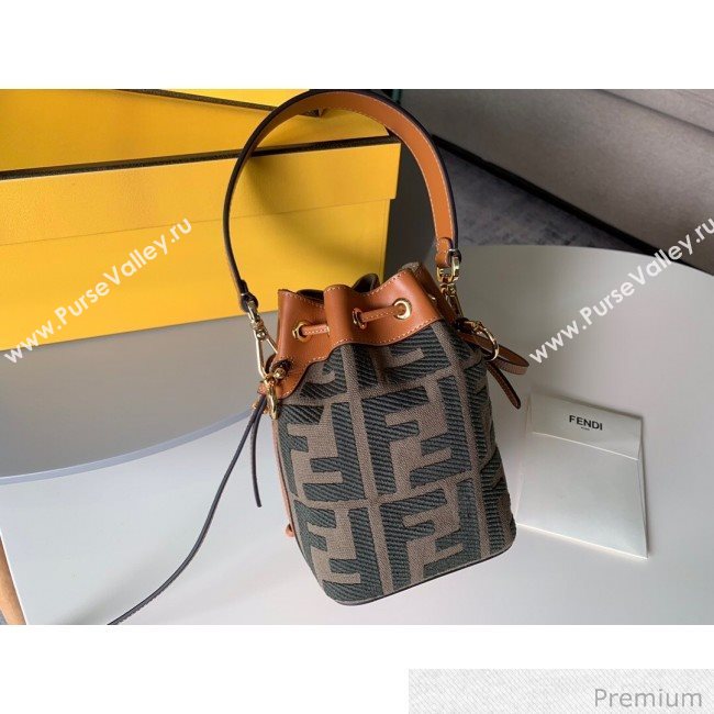 Fendi Mon Tresor Mini FF Canvas Bucket Bag Green 2020 (SU-20071003)