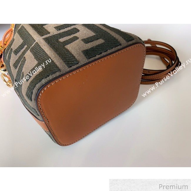 Fendi Mon Tresor Mini FF Canvas Bucket Bag Green 2020 (SU-20071003)