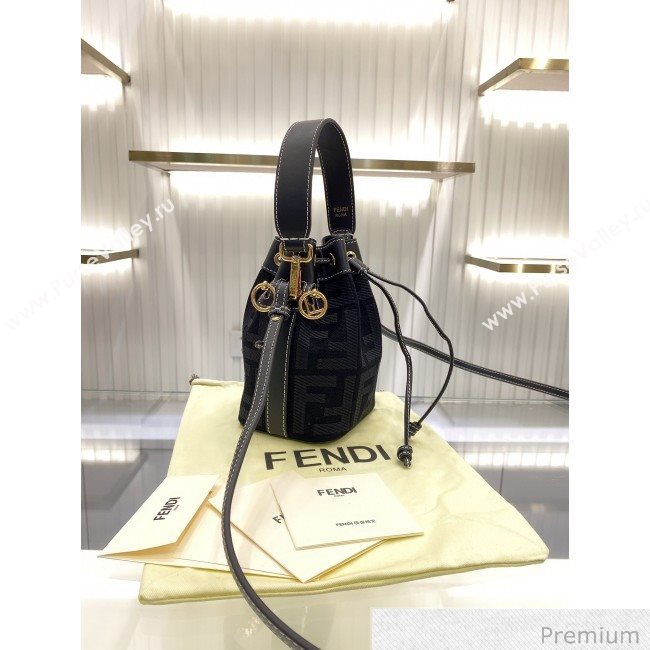 Fendi Mon Tresor Mini FF Canvas Bucket Bag Black 2020 (SU-20071005)