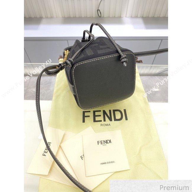 Fendi Mon Tresor Mini FF Canvas Bucket Bag Black 2020 (SU-20071005)