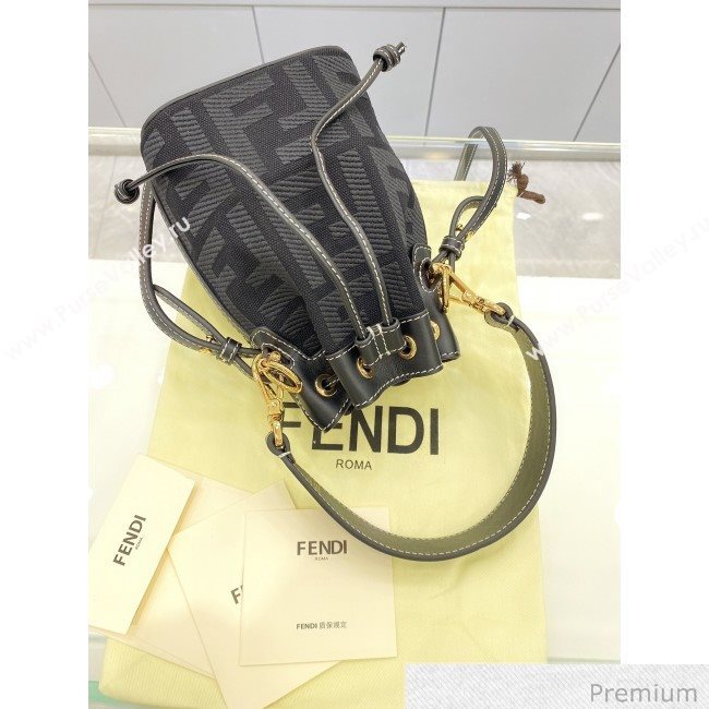 Fendi Mon Tresor Mini FF Canvas Bucket Bag Black 2020 (SU-20071005)