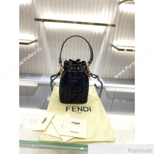 Fendi Mon Tresor Mini FF Canvas Bucket Bag Black 2020 (SU-20071005)
