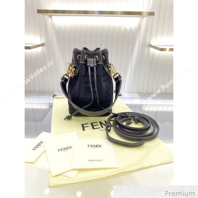 Fendi Mon Tresor Mini FF Canvas Bucket Bag Black 2020 (SU-20071005)