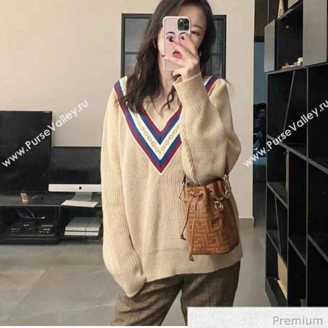 Fendi Mon Tresor Mini FF Leather Bucket Bag Caramel Brown 2020 (AFEI-20071008)