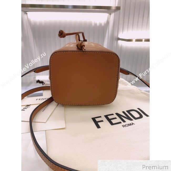 Fendi Mon Tresor Mini FF Leather Bucket Bag Caramel Brown 2020 (AFEI-20071008)