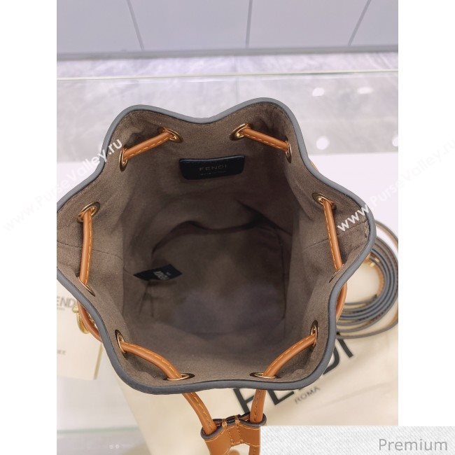 Fendi Mon Tresor Mini FF Leather Bucket Bag Caramel Brown 2020 (AFEI-20071008)