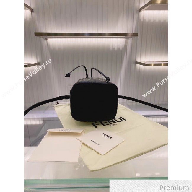 Fendi Mon Tresor Mini FF Leather Bucket Bag Black 2020 (AFEI-20071009)