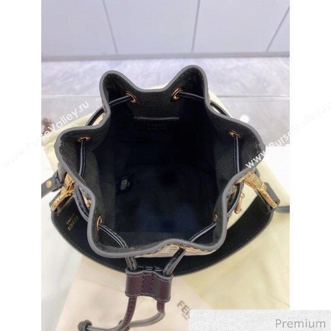 Fendi Mon Tresor Mini FF Leather Bucket Bag Black 2020 (AFEI-20071009)
