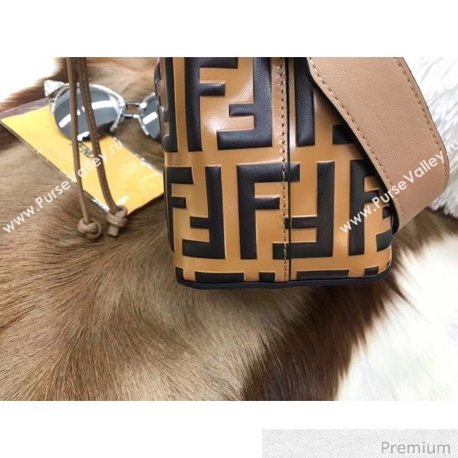 Fendi Mon Tresor Mini FF Leather Bucket Bag Brown/Black 2019 (AFEI-20071013)