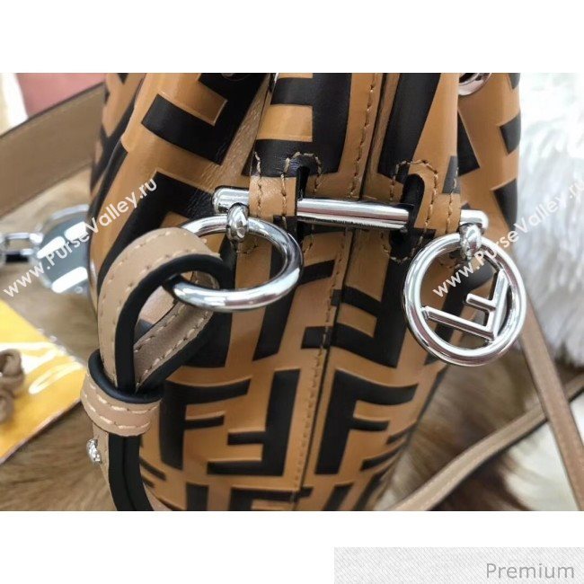 Fendi Mon Tresor Mini FF Leather Bucket Bag Brown/Black 2019 (AFEI-20071013)