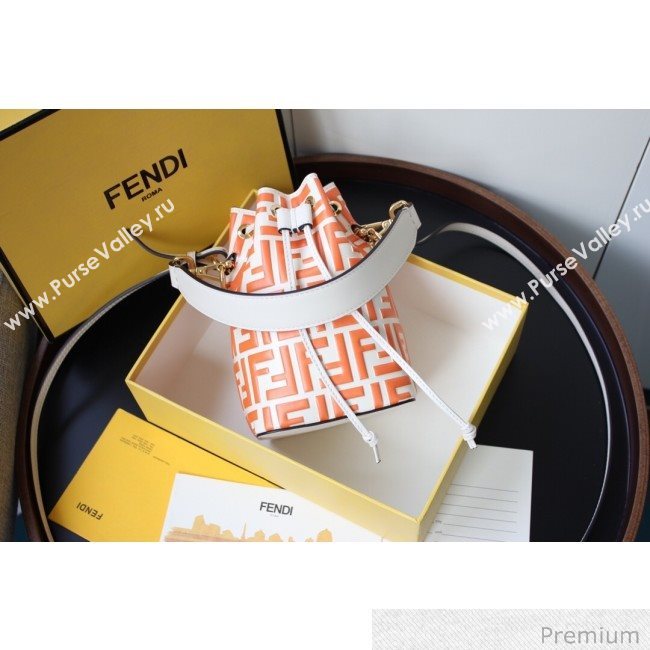 Fendi Mon Tresor Mini FF Leather Bucket Bag Orange 2020 (AFEI-20071011)