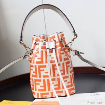 Fendi Mon Tresor Mini FF Leather Bucket Bag Orange 2020 (AFEI-20071011)