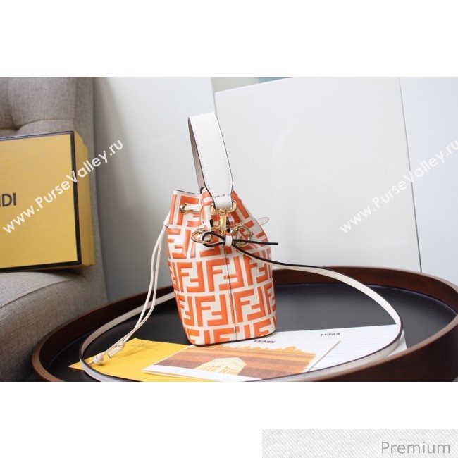 Fendi Mon Tresor Mini FF Leather Bucket Bag Orange 2020 (AFEI-20071011)