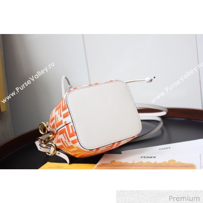 Fendi Mon Tresor Mini FF Leather Bucket Bag Orange 2020 (AFEI-20071011)