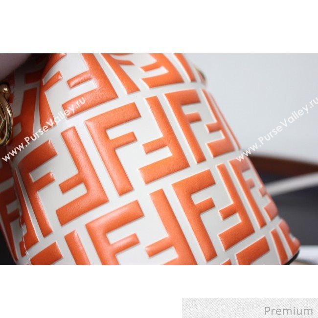 Fendi Mon Tresor Mini FF Leather Bucket Bag Orange 2020 (AFEI-20071011)