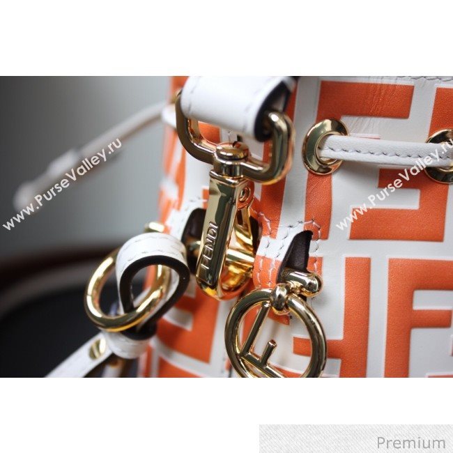 Fendi Mon Tresor Mini FF Leather Bucket Bag Orange 2020 (AFEI-20071011)