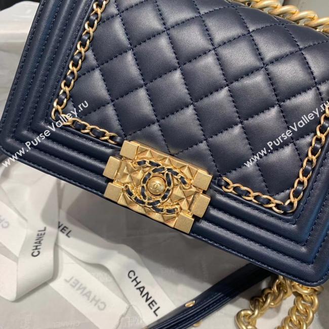 BOY CHANEL flap bag A67085 Navy Blue