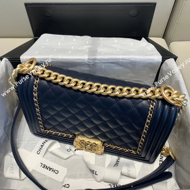 BOY CHANEL flap bag A67086 Navy Blue