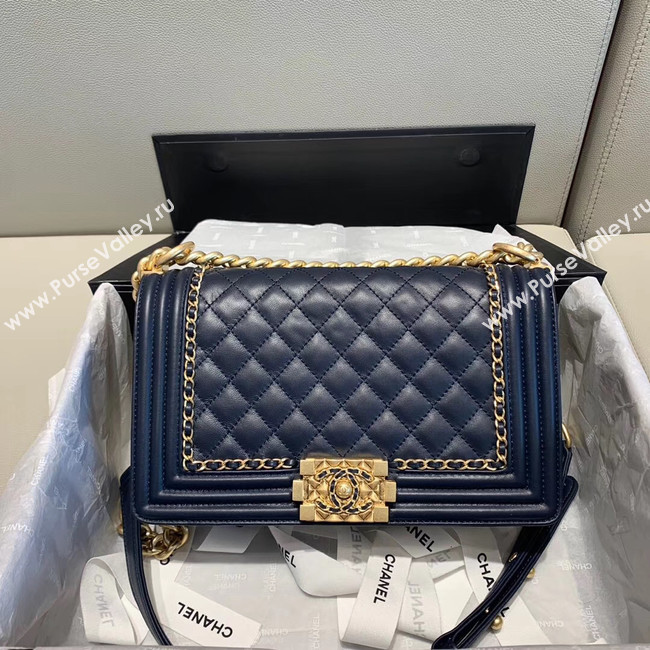 BOY CHANEL flap bag A67086 Navy Blue