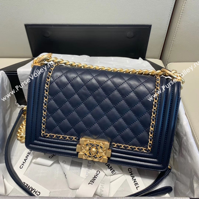 BOY CHANEL flap bag A67086 Navy Blue
