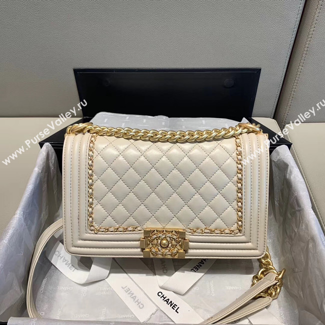 BOY CHANEL flap bag A67086 white