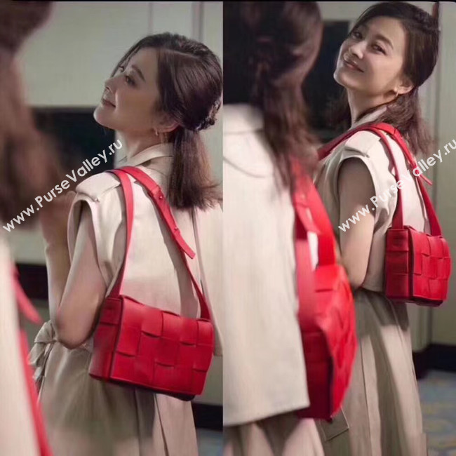 Bottega Veneta Sheepskin Weaving Original Leather 578004 red