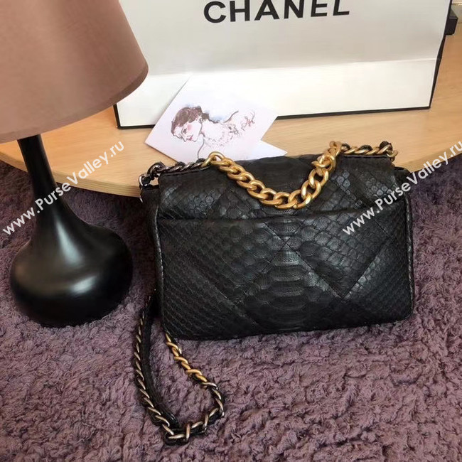 CHANEL 19 Flap Bag Original Snake skin flap bag AS1160 Black