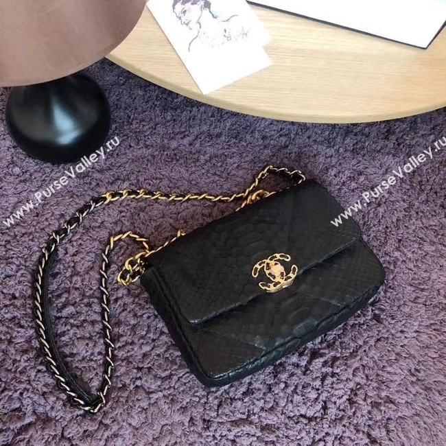 CHANEL 19 Flap Bag Original Snake skin flap bag AS1160 Black