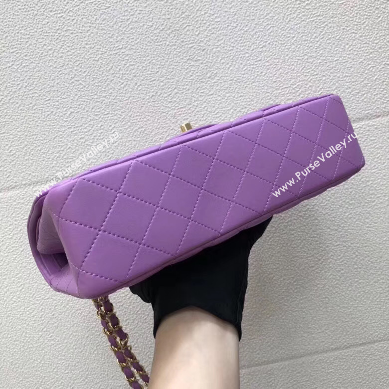 CHANEL Classic Handbag Lambskin purple 1112 & gold-Tone Metal