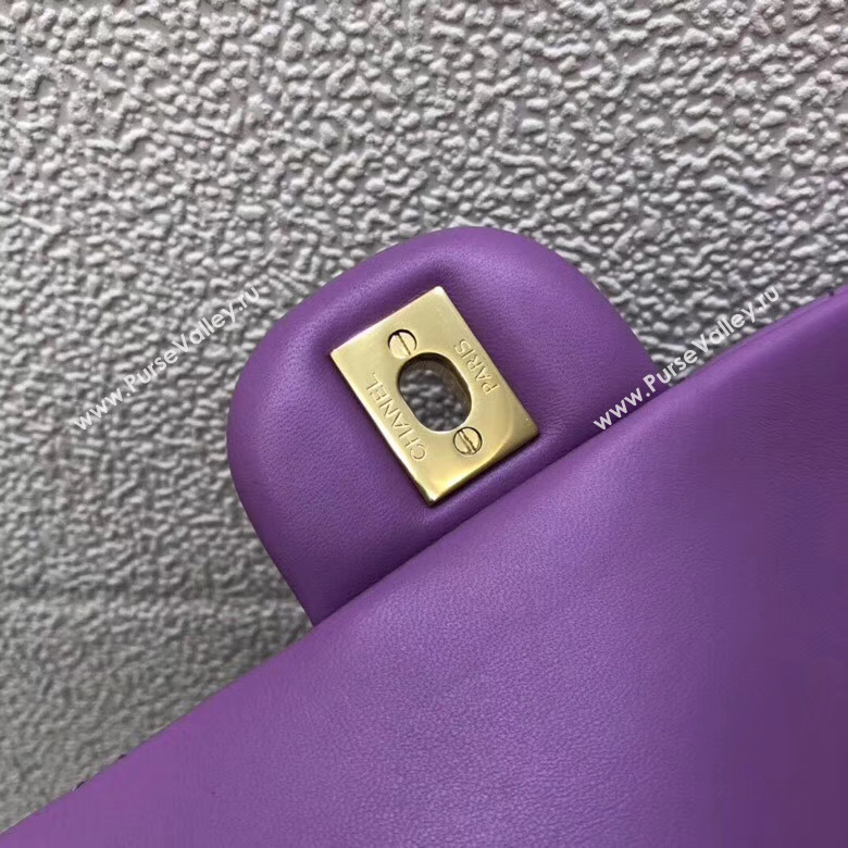 CHANEL Classic Handbag Lambskin purple 1112 & gold-Tone Metal