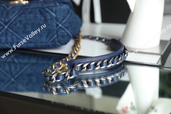 CHANEL Denim 19 Flap Bag AS1160 blue