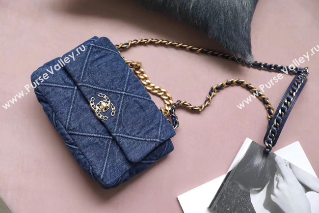 CHANEL Denim 19 Flap Bag AS1160 blue