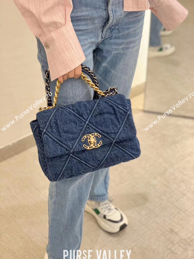 CHANEL Denim 19 Flap Bag AS1160 blue