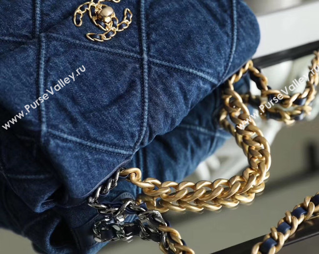 CHANEL Denim 19 Flap Bag AS1160 blue